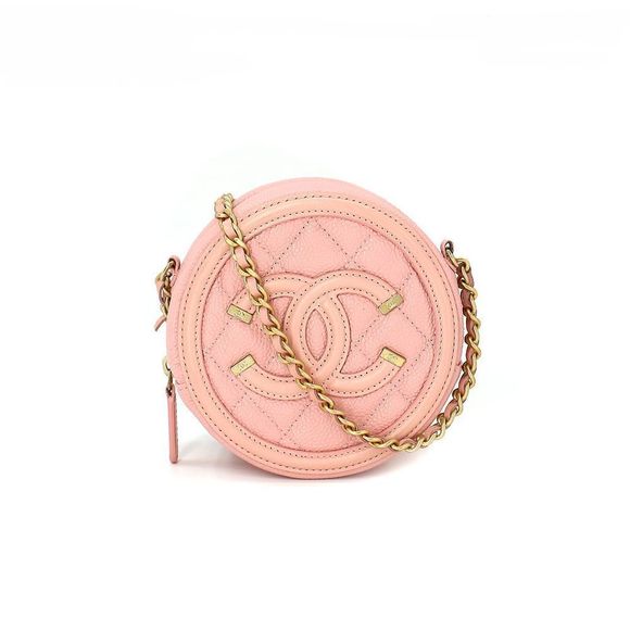 Chanel Matelasse Caviar Skin Pink CC Chain Clutch Bag Shoulder Bag - Picture 1 of 9